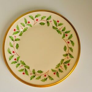 Lenox Holiday Bread & Butter Plate 6.25" Holly Berry 24K Gold Trim